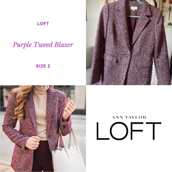 Loft Purple Tweed Blazer - Picture 1 of 7